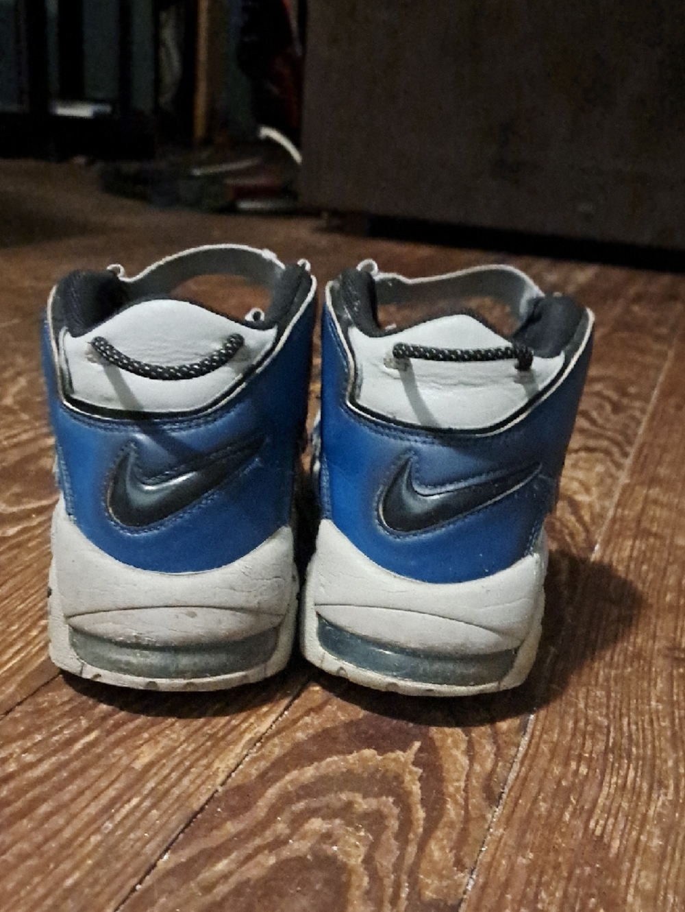 White and Blue Nike 96 Uptempo AIR Basketball Sneakers - Picture 5 of 5